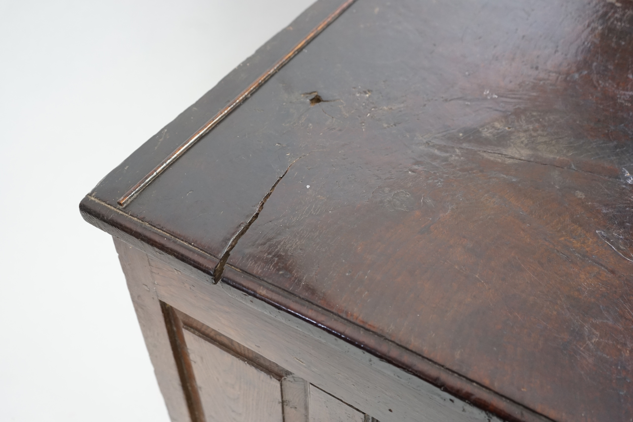 A 17th century panelled oak coffer